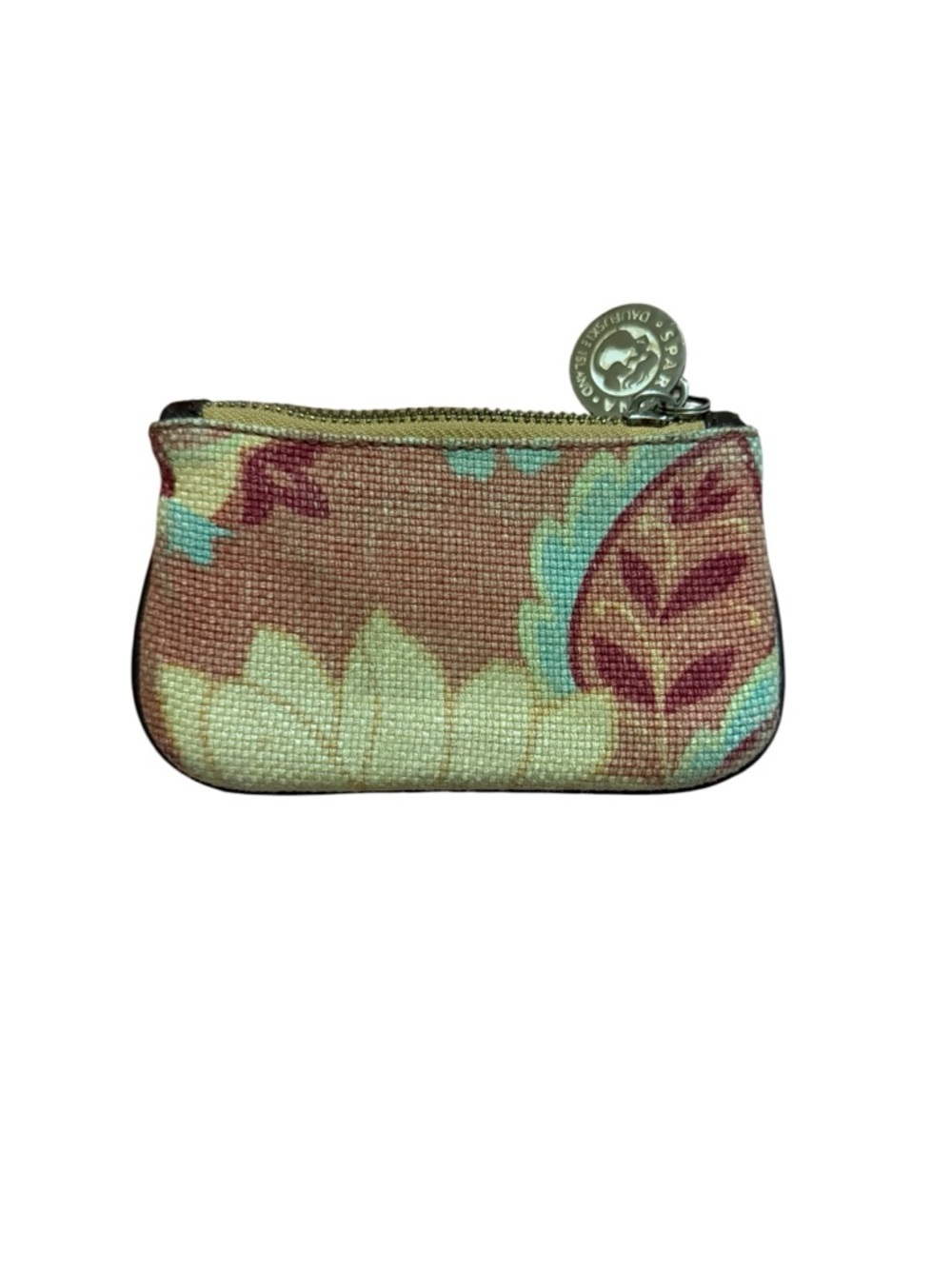Spartina Floral Zip Coin Pouch - Pink, Cream & Teal